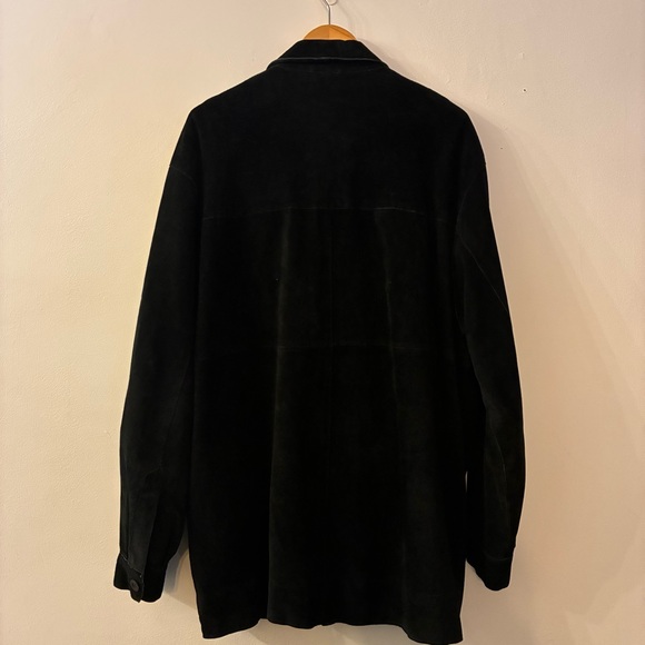 Vintage 90’s Claiborne Suede Jacket Leather Zip Barn Coat Chore Jacket Black XL - Picture 7 of 10
